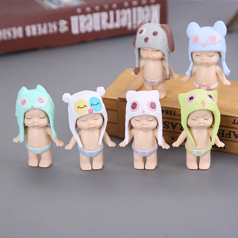 

6pcs Cute Lovely Angel Baby Miniature Figurine Kawaii Hat Sleeping Doll House Decorative Cartoon People Statue Cake Ornament Toy
