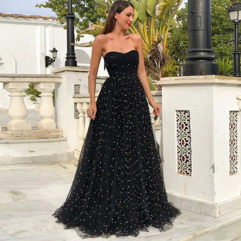 black sparkly strapless dress