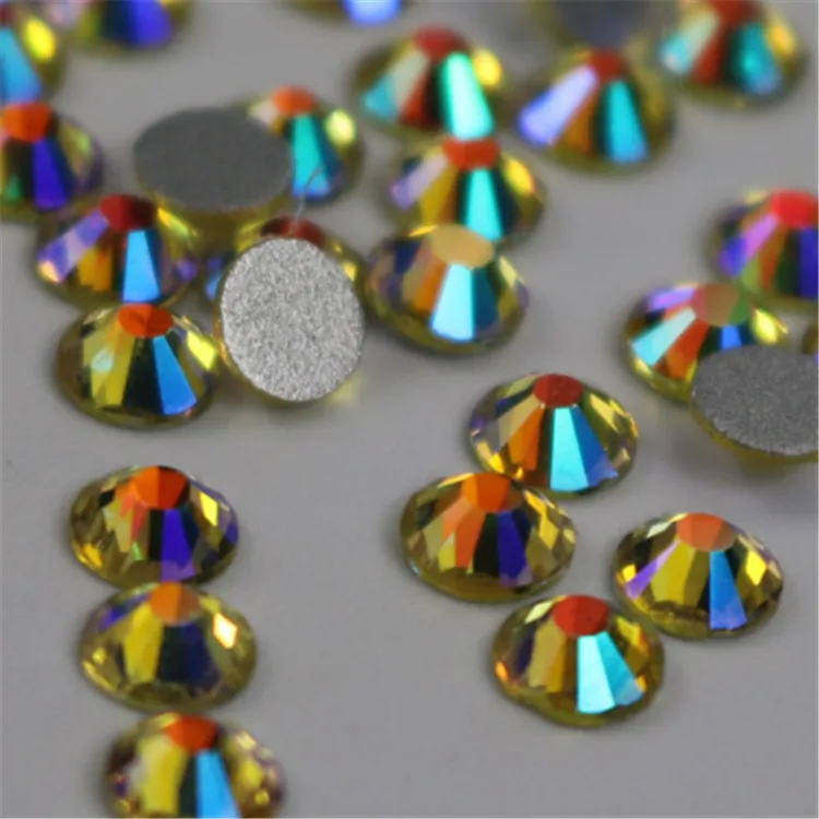 Light Yellow AB Non Hotfix Stones Best Shiny Flatback Nail Art Glue on Rhinestone ss3-ss34 Fabric Crystal Decoration | Дом и сад