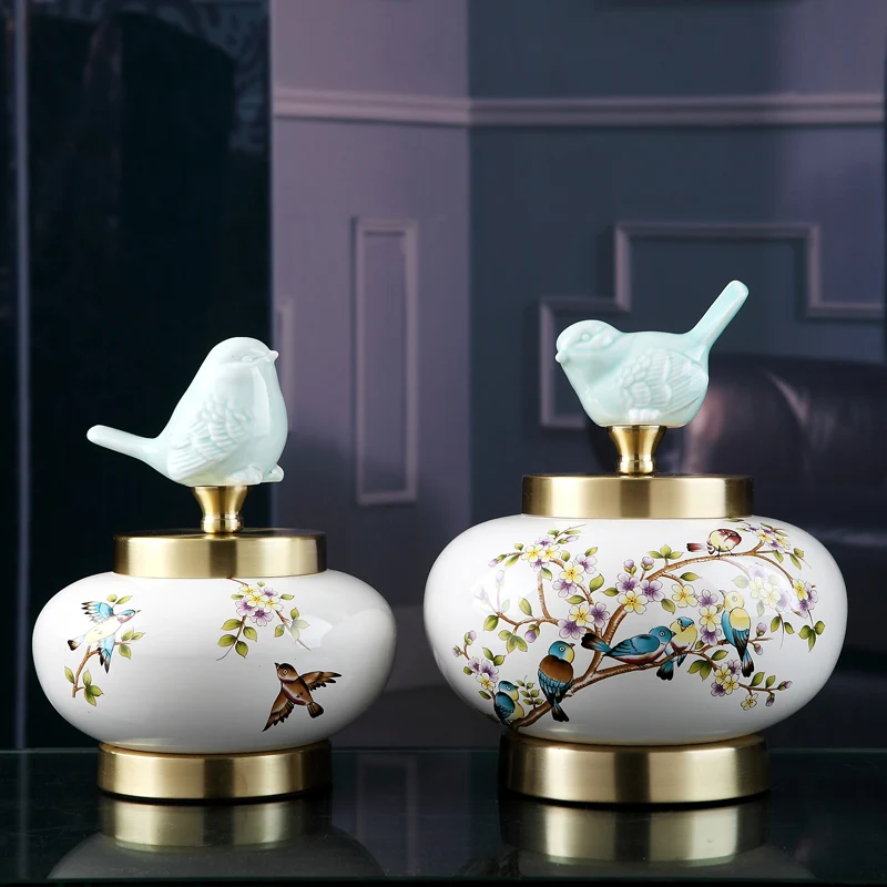 ceramic Retro birds food container spice jar kitchen ...