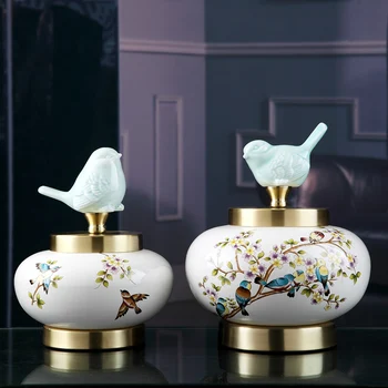 

ceramic Retro birds food container spice jar kitchen storage jar home decor crafts room decorations porcelain figurines gifts