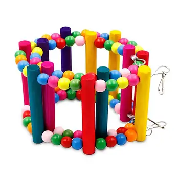 

Pet Bird Parrot Wood Colorful Climbing 3-Piece Parrot Toy Bite Beads Rotating Climbing Ladder Harness Cage Parakeet Budgie Home
