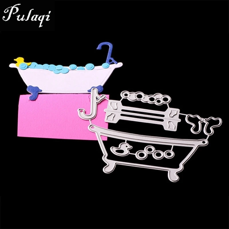 

Pulaqi Metal Border Cutting Dies Scrapbooking Cute Baby Bath Chair Stamps and Dies Stencils for DIY Knife Mould Die Cuts D