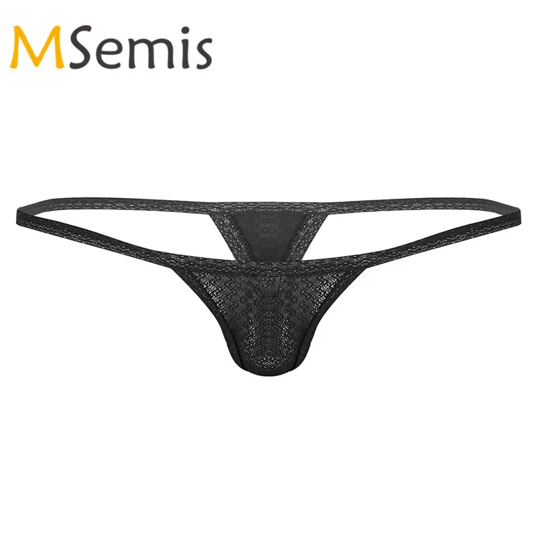 

Swimwear Men Swimsuit Gay Underwear Mini Bikini G-String Thongs Lingerie Mesh Translucent Low Rise Stretchy T-Back Underpants