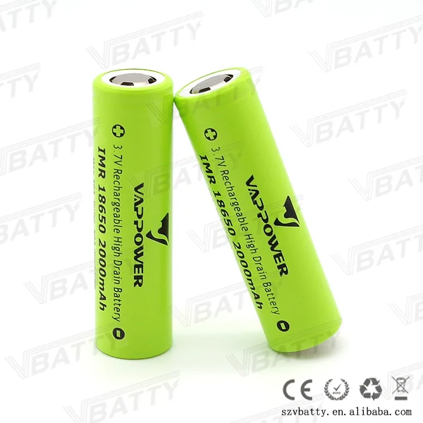 Vappower IMR 18650 2000mah 30A 3,7 V перезаряжаемый литий-ионный аккумулятор с плоским верхом(1 шт