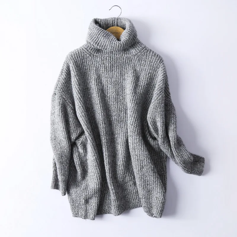 AOEMQ простой и стильный разноцветный теплый свитер с высоким воротником и длинными рукавами, тонкий рукав реглан, длинный вязаный свитер, пальто