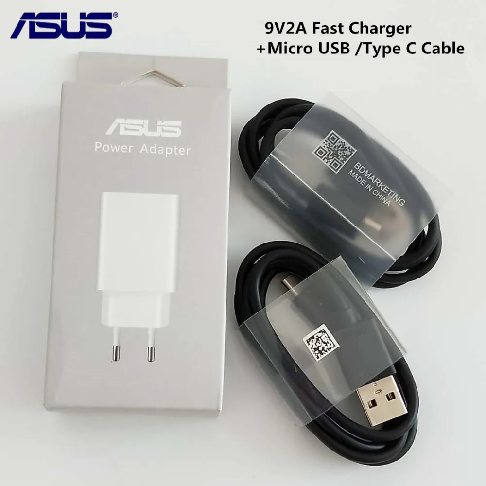 

Original ASUS Quick Wall Charger Adapter Fast 9V 2A 1M Micro USB/Type C Cable For Zenfone 5 6 3 Ultra 4 selfie pro Max m1 laser