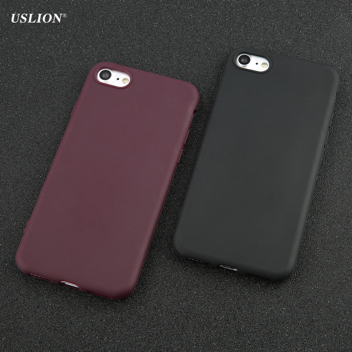 USLION Phone Case For iPhone 7 6 6s 8 X Plus 5 5s SE XR XS Max Simple Solid Color Ultrathin Soft TPU Case Candy Color Back Cover