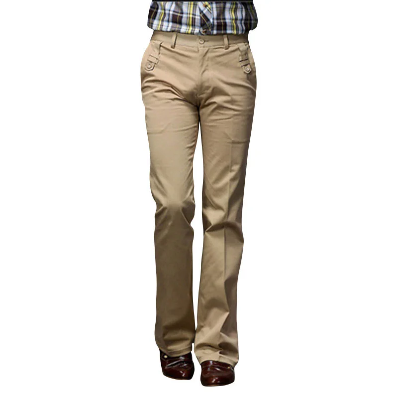 

2018 New High Quality Men's Auturm Boot Cut Jeans Male Mid Waist Business Bell Bottom Denim Pants Flares Trousers Size 27-36 38