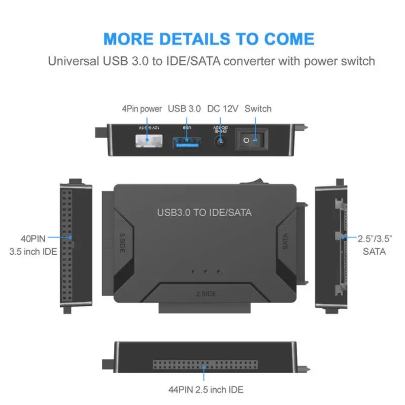 

SATA Combo USB IDE SATA Adapter Hard Disk SATA to USB3.0 Data Transfer Converter for 2.5 3.5 HDD Optical Drive SSD