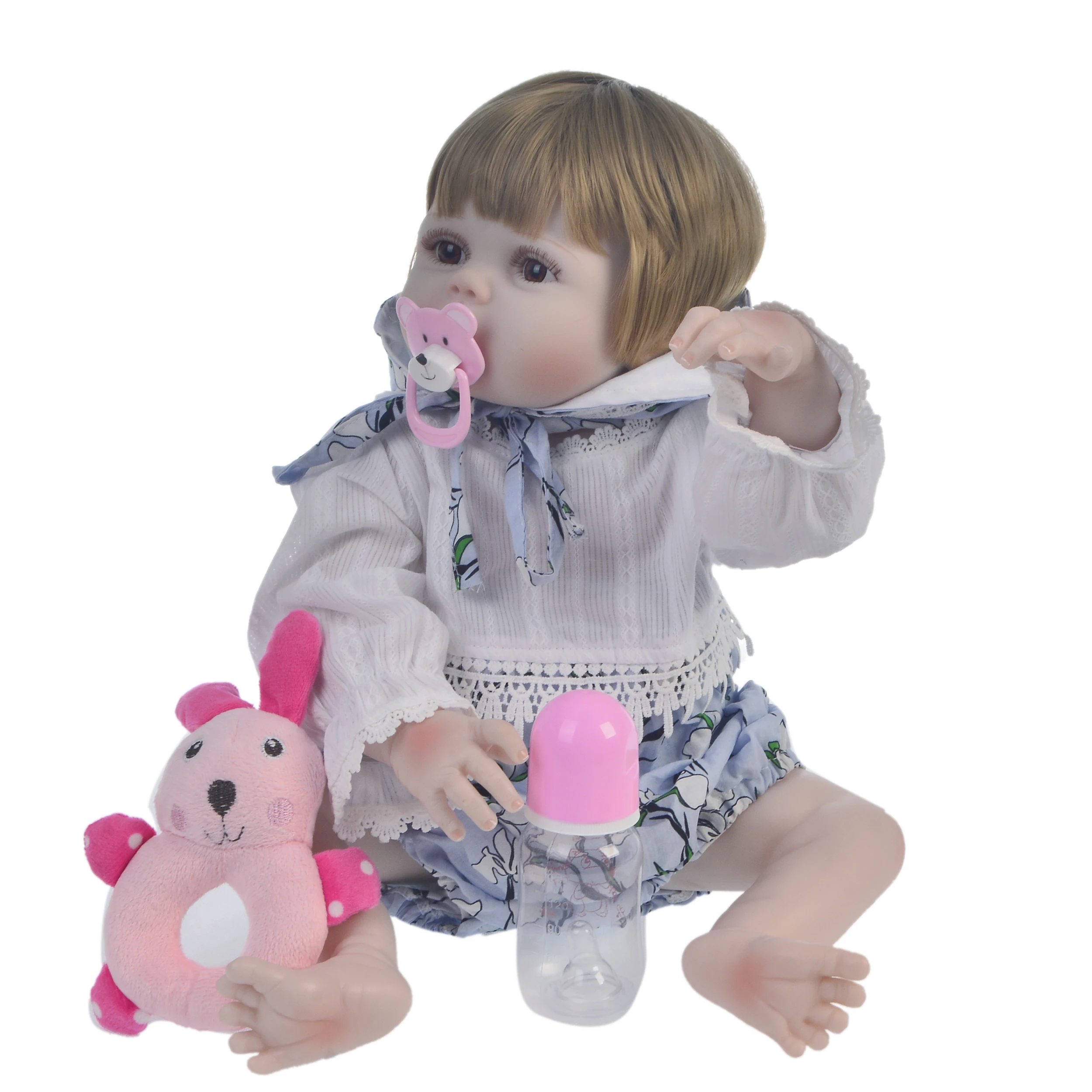 

KEIUMI 100% Handmade Full Silicone Reborn Baby Dolls 23 Inch 57cm Vinyl Body Reborn Doll DIY Toy For Girl Birthday Gift