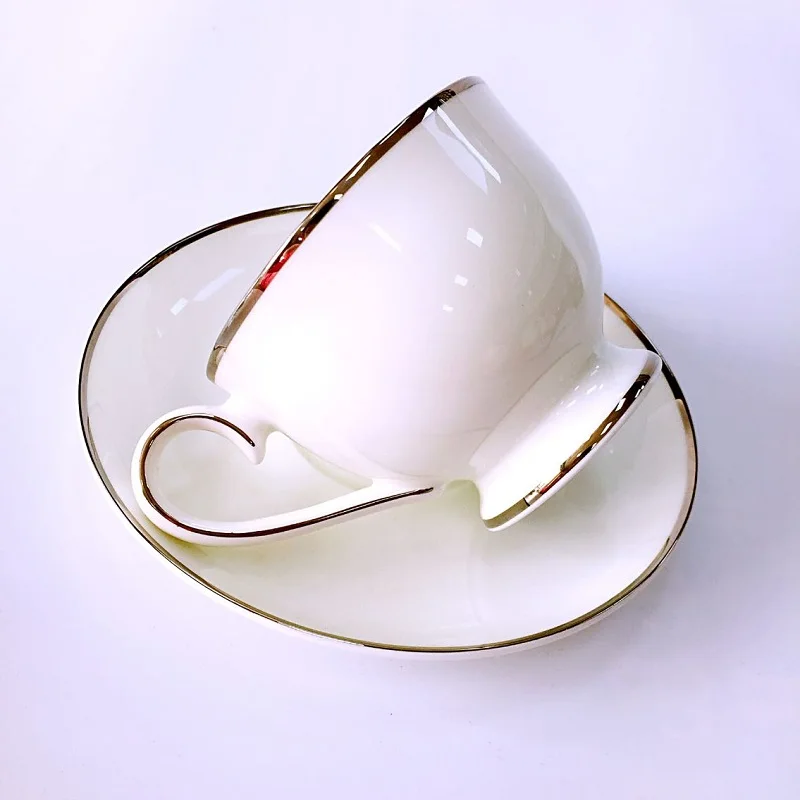 Bone china coffee cup and dish export creative ceramic suit simple white afternoon milk | Дом и сад