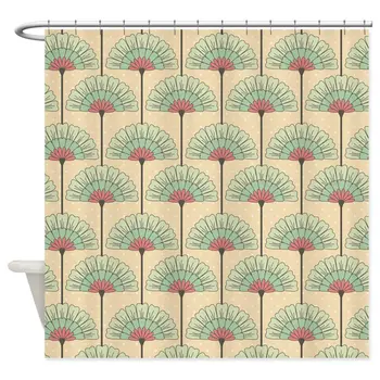 

Vintage Art Deco Abstract Shower Curtain Decorative Fabric Shower Curtain Set and Anti-slip Floor Mat Outdoor Rugs