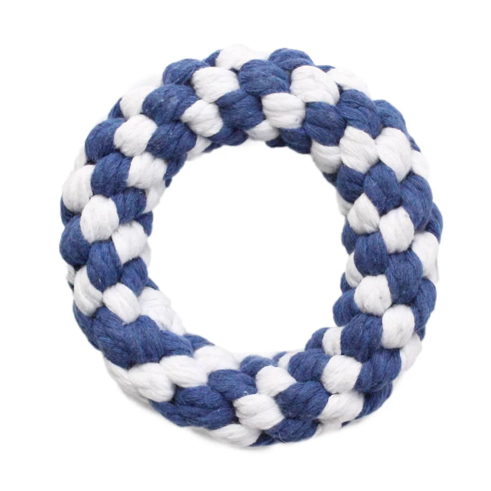 Dog Chew Toy Blue Circle Hemp Rope Dogs Tug Rope Pet Toys Chews Toys