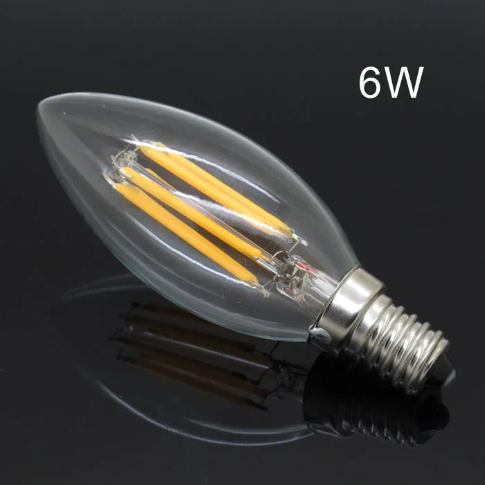 

E14 2W 4W 6W 220V E12 110V LED Filament Candle Bulbs 360 Degree cob light bulb Dimmable Lamp White/ Warm white Replace Halogen