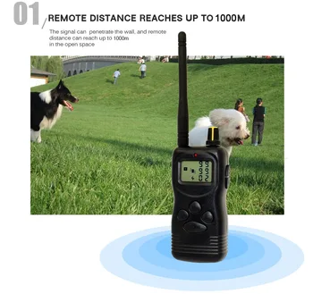 

45pcs Dog Pet Stop Barking Waterproof Rechargeable 1000M Remoter LCD Display Training Collars with retail package pet900B 900B