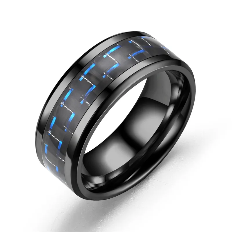 Мужские Классные кольца из титановой стали с черным углеродным волокном, модное красное синее кольцо Anel Masculino, ювелирные изделия