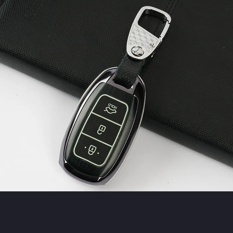 Aluminum-alloy-Luminous-Car-Key-Cover-For-Hyundai-KONA-KAUAI-2018-2019-Keys-Protection-Case-Chain (1)