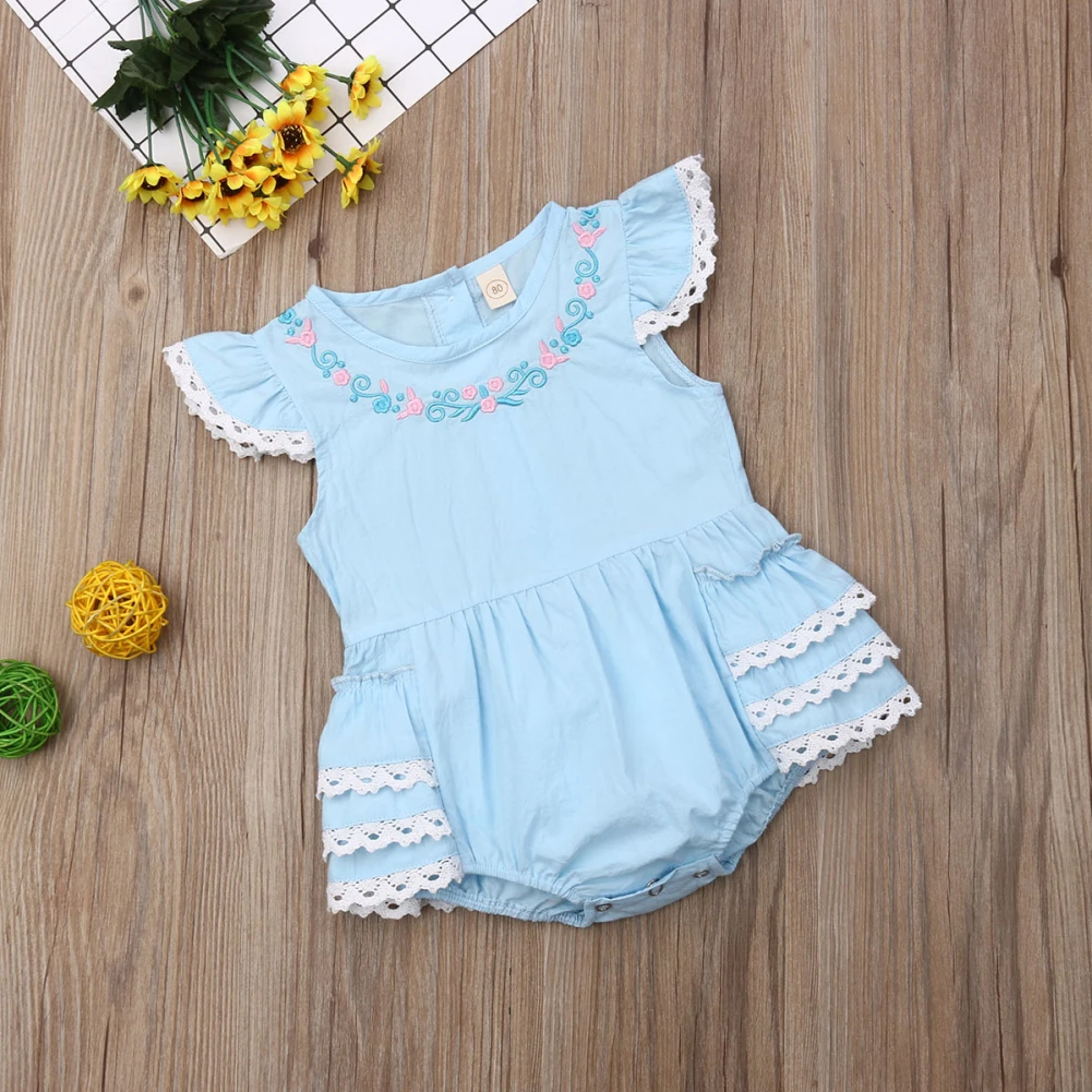 Baby Summer Clothing Sister Matching Outfits Girl Short Sleeve Flower Romper Dress Matching Layered Ruffled Outfit Set