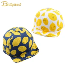 Модные детские шапки с лимонным принтом, милая хлопковая детская шапка, летние шапки для девочек и мальчиков с мягкими полями, для 6-18 месяцев, 1 предмет