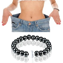 1Pc Weight Loss Round Black Stone Magnetic Therapy Bracelet Health Care Magnetic Hematite Stretch Bracelet For Men Women