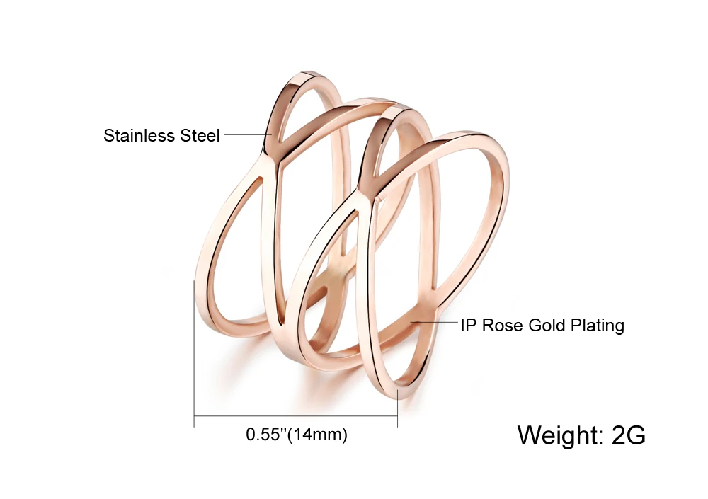 JeeMango модные двойные кольца на годовщину розового золота, полые стильные кольца из нержавеющей стали, ювелирные изделия для женщин Anillo OGJ461
