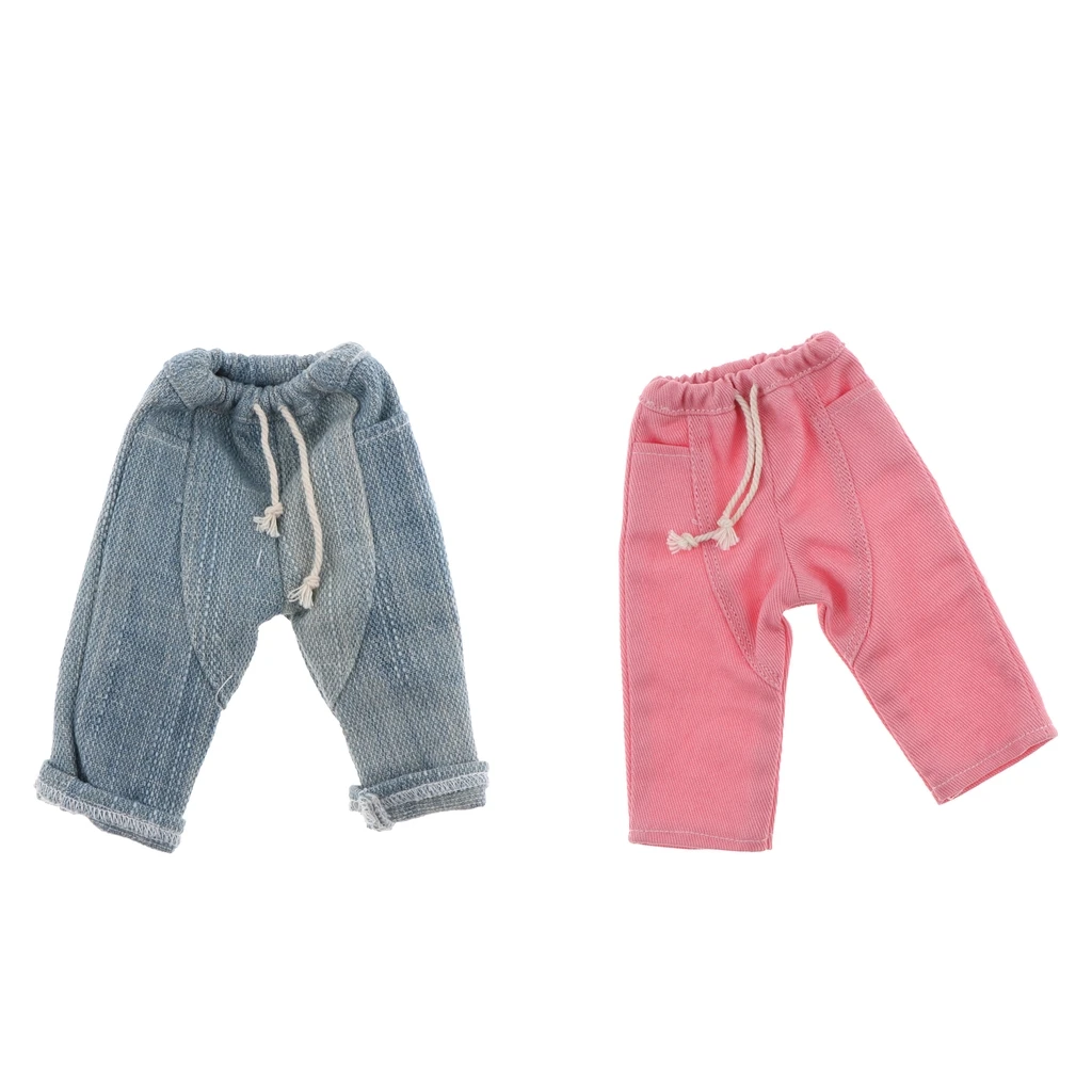 Pants For 1/6 Girl Dolls  Patchwork Casual Jeans Pants for BJD SD XinYi Licca Doll Clothes Accessories Girls Toys Cloth Pink 