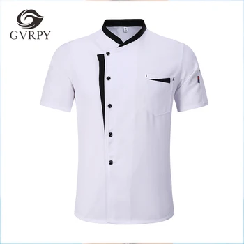 

M-3XL High Quality Wholesale Unisex Kitchen Cooker Chef Uniforms Bakery Food Service Short Sleeve Breathable Chef Jacket & Apron