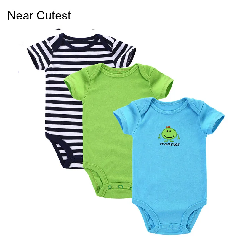 3pcs/lot Baby Clothes 2017 Summer Newborn Baby Girls Boys Clothes 100 Cotton Short Sleeve Baby