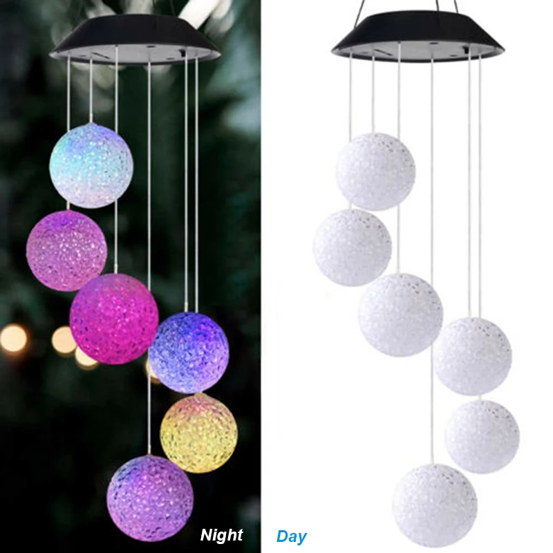 LED Solar Multicolor Hanging lamp waterproof Wind bell light Outdoor Festival Party lighting Garden Night Decoration Chandelier