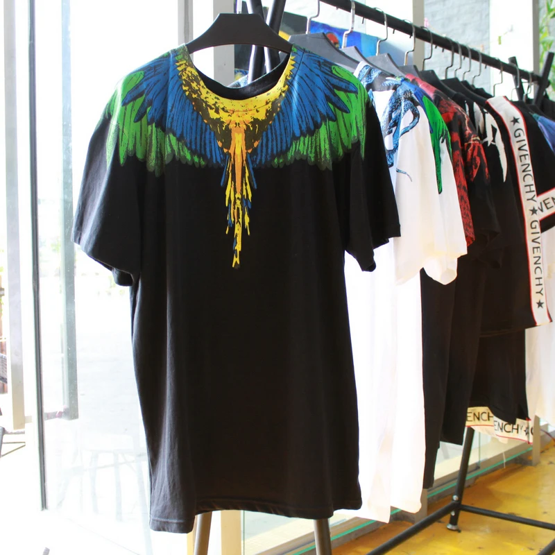 

2019 New Marcelo Burlon Feather Wing T-Shirt Summer Best Version OS Men Women Fashion Casual Marcelo Burlon Cotton T-Shirt