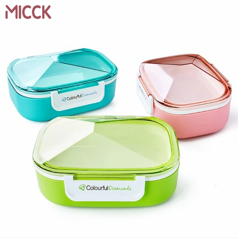 

MICCK Diamond Lunch Box Thermal Bento Box Microwavable Food Storage Container With Soup Bowl Tableware For Kids Students adult