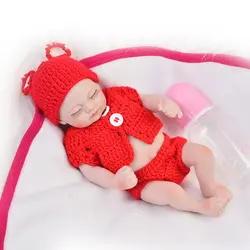 27 см яркие мини-Полный Силиконовые Винил Спящая кукла реборн для маленьких девочек реалистичные куклы 11 ''мода младенцев игрушки для детей