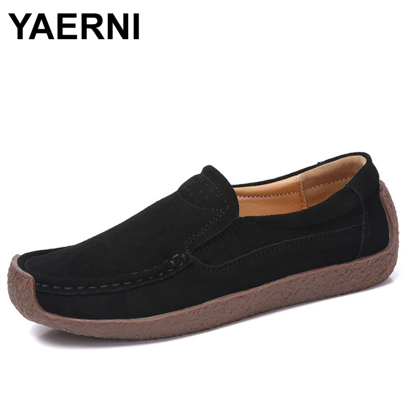 YAERNI/Женская обувь из спилка; женская обувь на шнуровке; zapatos mujer; Замшевые женские мокасины; весенние женские лоферы