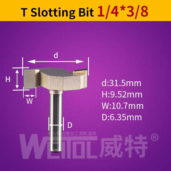 Weitol 1 шт. 1/2 дюймов деревообрабатывающий фреза Т-типа долбежный резак инструмент для резьбы по дереву Два флейты фрезы - Длина режущей кромки: 1438