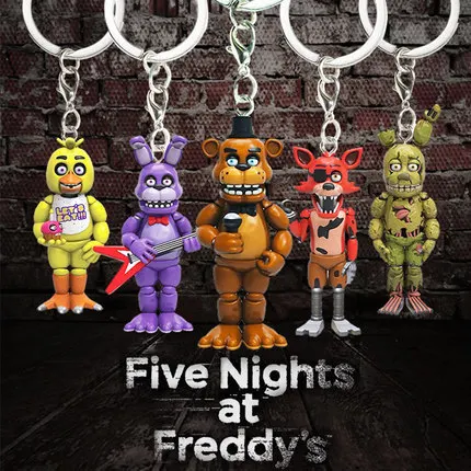 

5pcs Five Nights at Freddys keychain Action figures Toys Anime PVC 5CM FNAF Freddy keychain Ring Figure Toys For Children Model