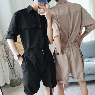 

Summer Short Sleeve Men Bib Working Overalls Male Work Wear uniforms Fashion Tooling Overalls Worker Repairman Strap Jumpsuits