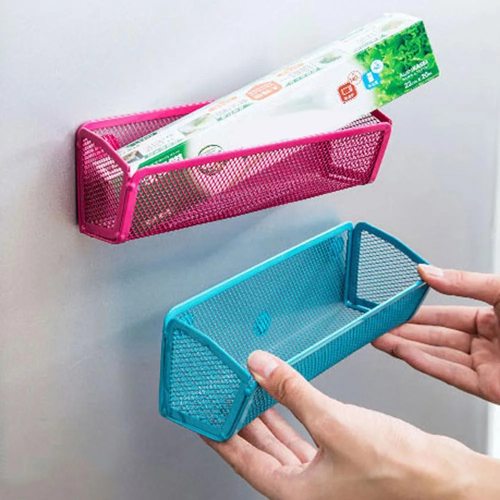 

High Quality Kitchen Living Room Refrigerator Microwave Oven Hanging Box Office Magnets Storage Rack 2 Color Shelves