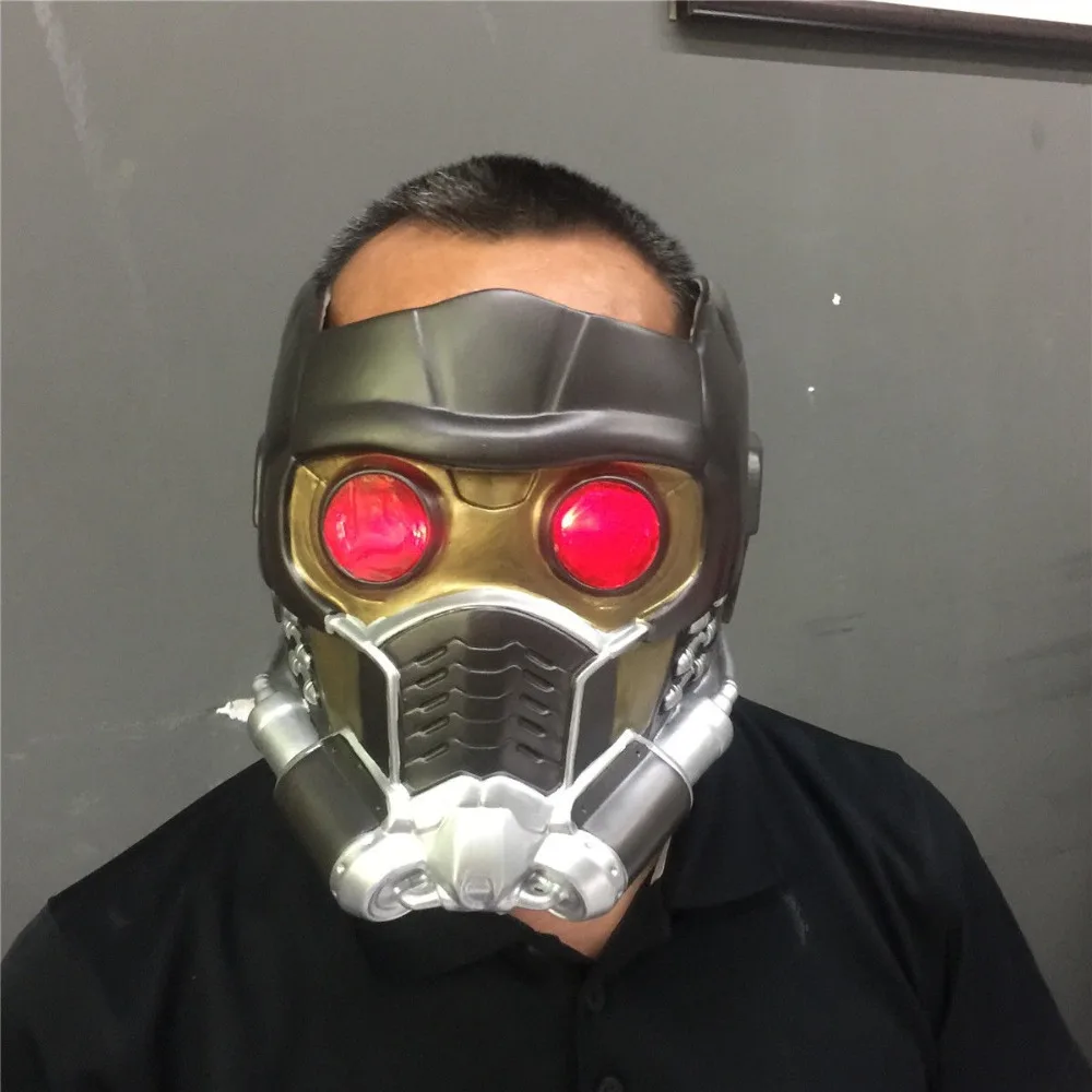 Cos Guardians of the Galaxy Helmet Cosplay Peter Quill Helmet PVC with Led Light Star Lord Helmet Halloween Party Mask Adults (1)