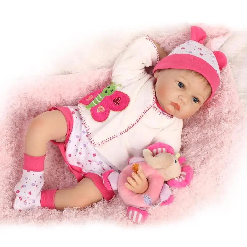 

55cm Soft Doll Baby Real 22 inch Silicone Vinyl Two Eyes Colors Handmade Clothes Girl Doll Brinquedos Boneca Reborn On Sale