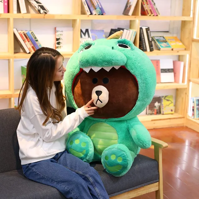 100cm Brown Bear Big Plush Toy Huge Korean Bear in Dinosaur/Pig/Dog