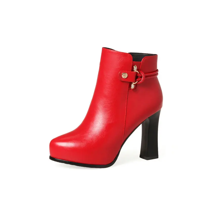 Bottes Femmes Bout Chaussures Cm rouge Cheville Plate Rouned Mariage Dames Noir 2019 forme Noir De 10 Rouge Haute Talons Nouveau Femme HIW9EDYe2