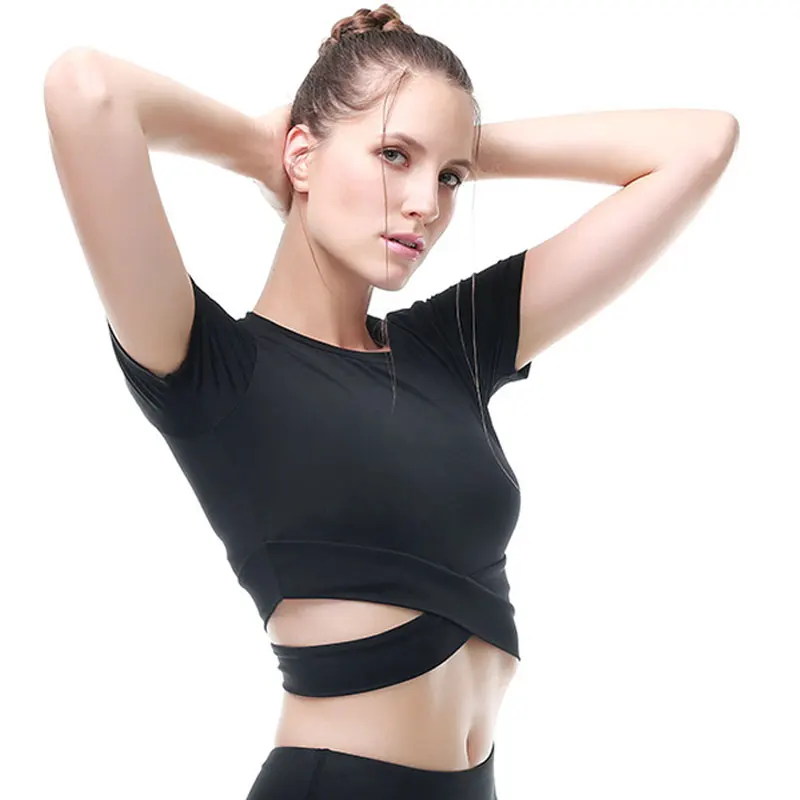 Для Женщин Йога рубашки Sexy спортивный топ Стиль Фитнес Растениеводство Топ Твердые Running рубашку Спорт Тренажерный зал одежда топы