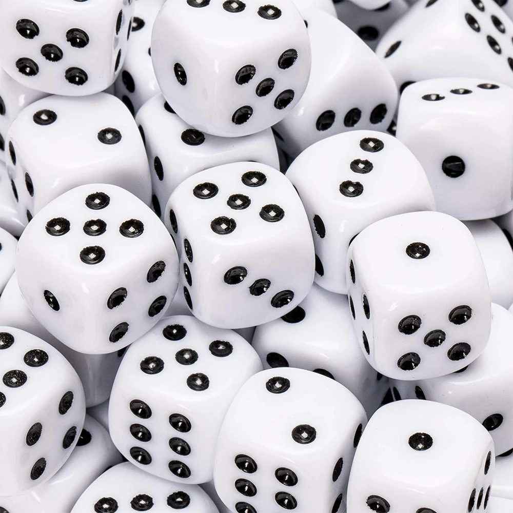 Wholesale 1000pcs Acrylic Dice 10mm White Black Dot 10 Round Corner High Quality Boutique Dice