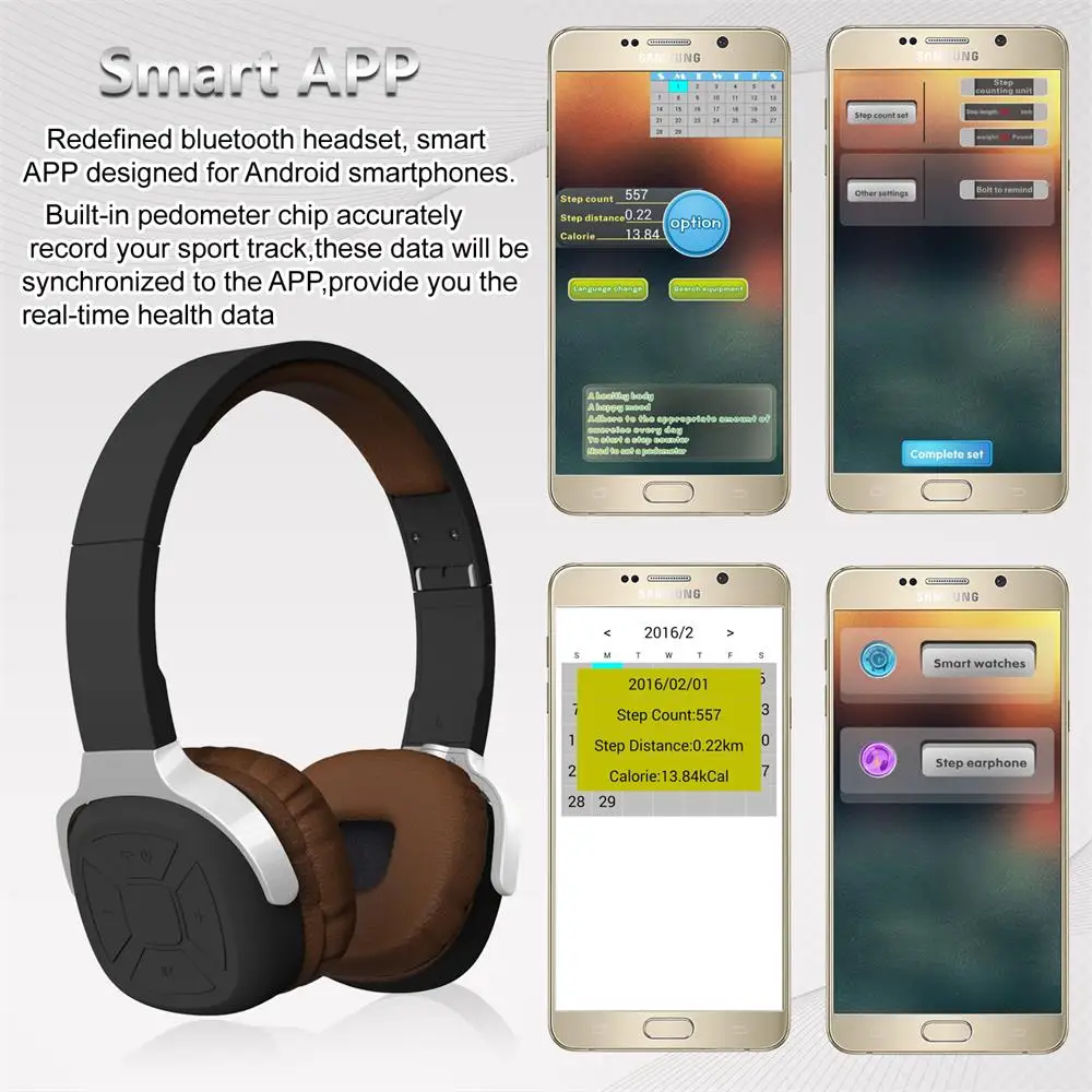 Новые Bee папка Bluetooth наушники портативные спортивные с микрофоном шагомер кейс