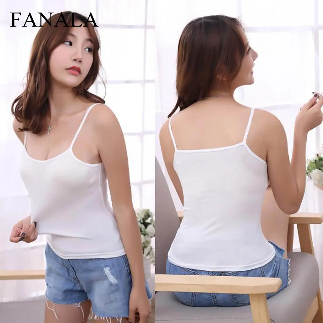 

Women Casual Solid Basic Cami Summer Spaghetti Straps Regular Sleeveless Tank Crop Slim O Neck Tops Vest Streetwear Camisole