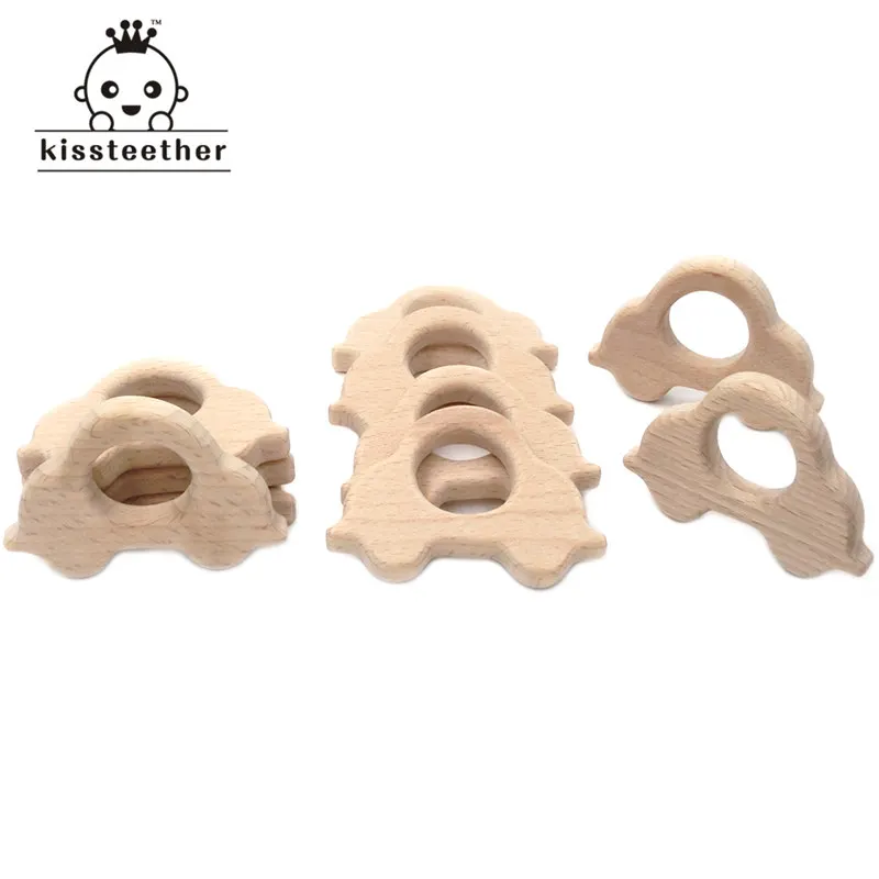 

Beech Wooden Cars Natural Handmade Wooden Teether DIY Wood Personalized Pendent Eco-Friendly Safe Baby Teether Toys