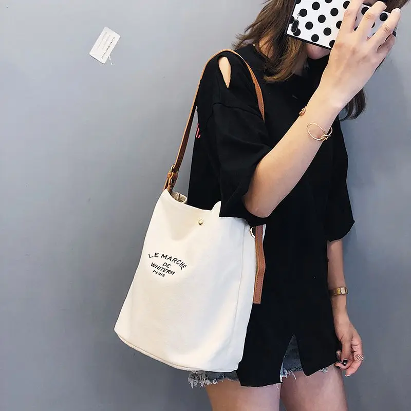 

Women Casual Handbags Shoulder Bags Environment friendly Portable Letter Pattern Student Bags Shopping Bag Brown