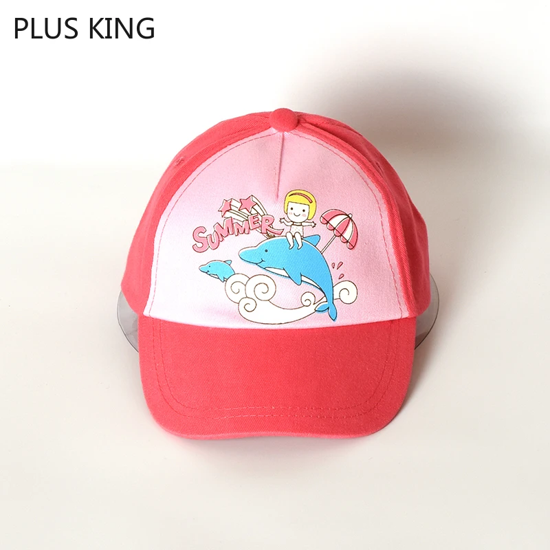 

Cartoon Dolphin Girls Hat Baby Girl Cap Cotton Children Baseball Cap Pink Adjustable for 6 Months To 2 Years Old Kids