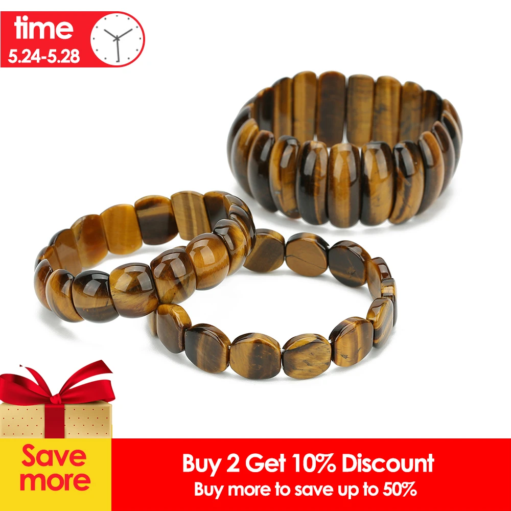 

DC 2019 New Elastic Yellow Tiger Eye Stone Beads Charms Bracelets Natural Stone Beaded for Men Women Party Jewelry Gifts